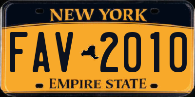 NY license plate FAV2010
