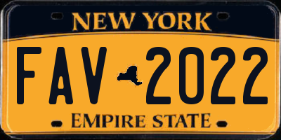 NY license plate FAV2022