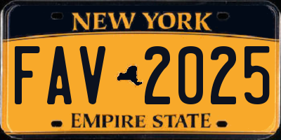 NY license plate FAV2025