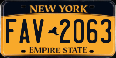 NY license plate FAV2063