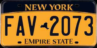 NY license plate FAV2073