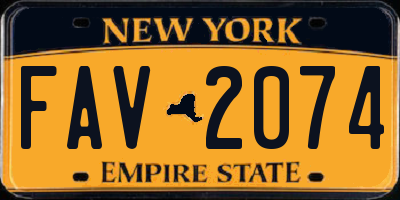 NY license plate FAV2074