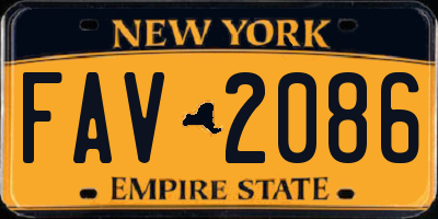 NY license plate FAV2086