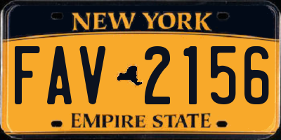 NY license plate FAV2156