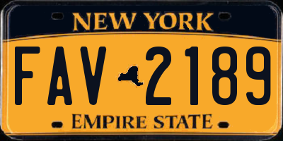 NY license plate FAV2189