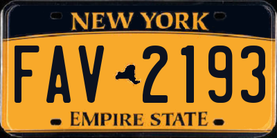 NY license plate FAV2193