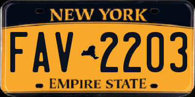 NY license plate FAV2203