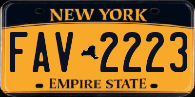 NY license plate FAV2223