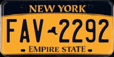 NY license plate FAV2292