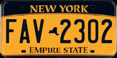 NY license plate FAV2302