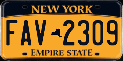 NY license plate FAV2309