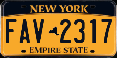 NY license plate FAV2317