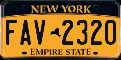 NY license plate FAV2320