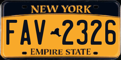 NY license plate FAV2326