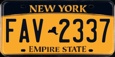 NY license plate FAV2337