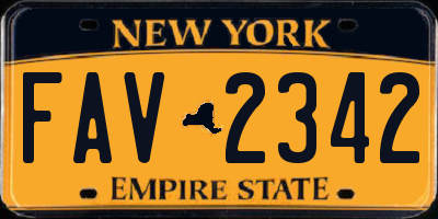 NY license plate FAV2342