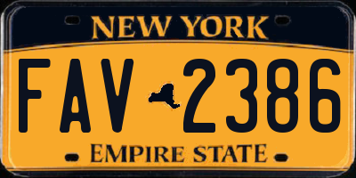 NY license plate FAV2386