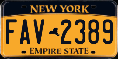 NY license plate FAV2389