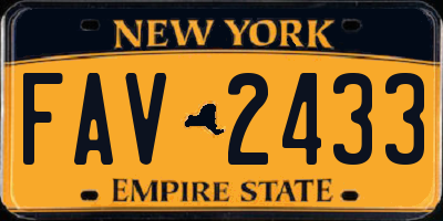 NY license plate FAV2433