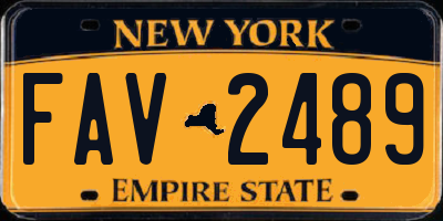 NY license plate FAV2489