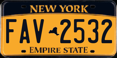 NY license plate FAV2532