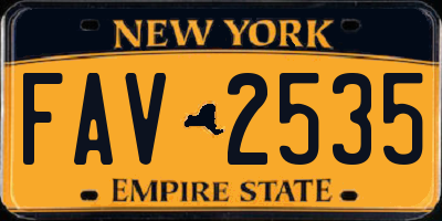 NY license plate FAV2535