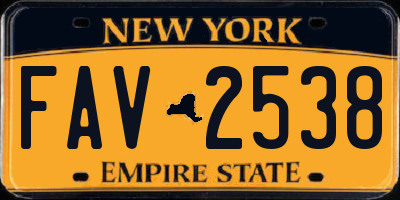 NY license plate FAV2538