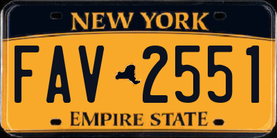 NY license plate FAV2551