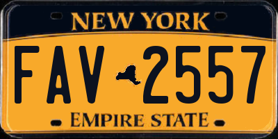 NY license plate FAV2557