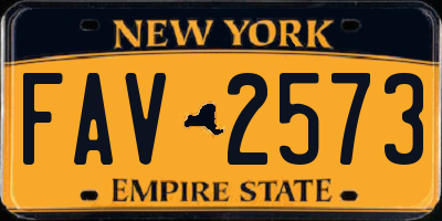 NY license plate FAV2573