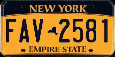NY license plate FAV2581