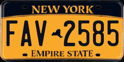 NY license plate FAV2585