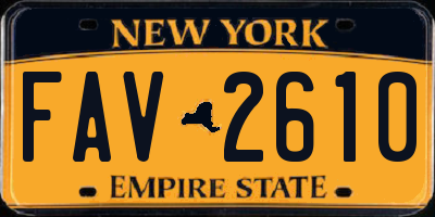 NY license plate FAV2610