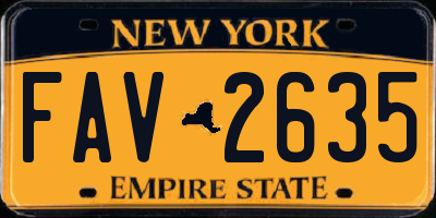 NY license plate FAV2635