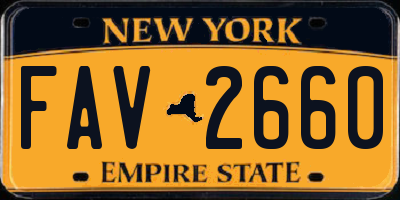 NY license plate FAV2660