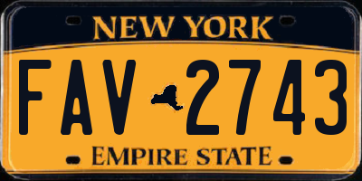 NY license plate FAV2743