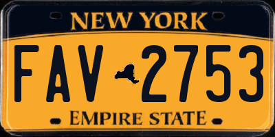 NY license plate FAV2753