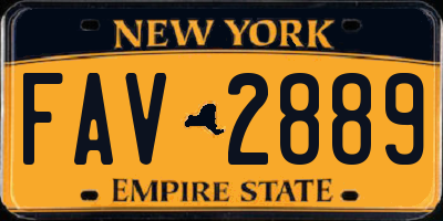 NY license plate FAV2889