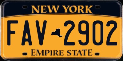NY license plate FAV2902