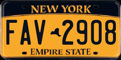 NY license plate FAV2908
