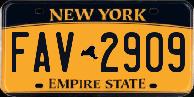 NY license plate FAV2909