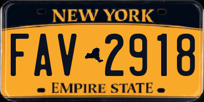 NY license plate FAV2918