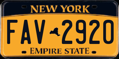 NY license plate FAV2920