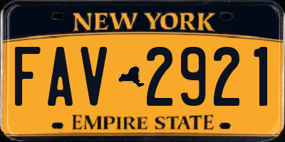 NY license plate FAV2921