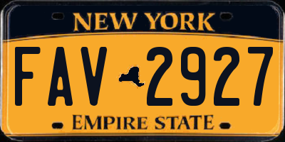 NY license plate FAV2927