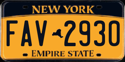 NY license plate FAV2930