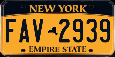 NY license plate FAV2939