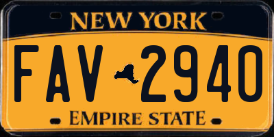 NY license plate FAV2940