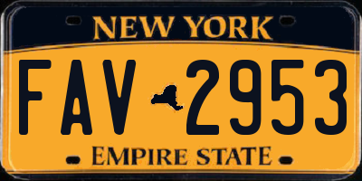 NY license plate FAV2953