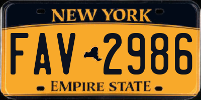 NY license plate FAV2986